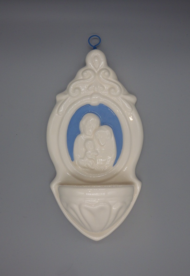 Holy water font with Holy Family
