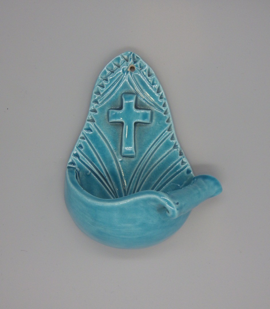 Holy water font turquoise